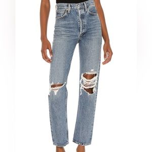AGOLDE Distressed 90's Pinch Waist HiRise Straight Leg Jean in Backdrop Size 27